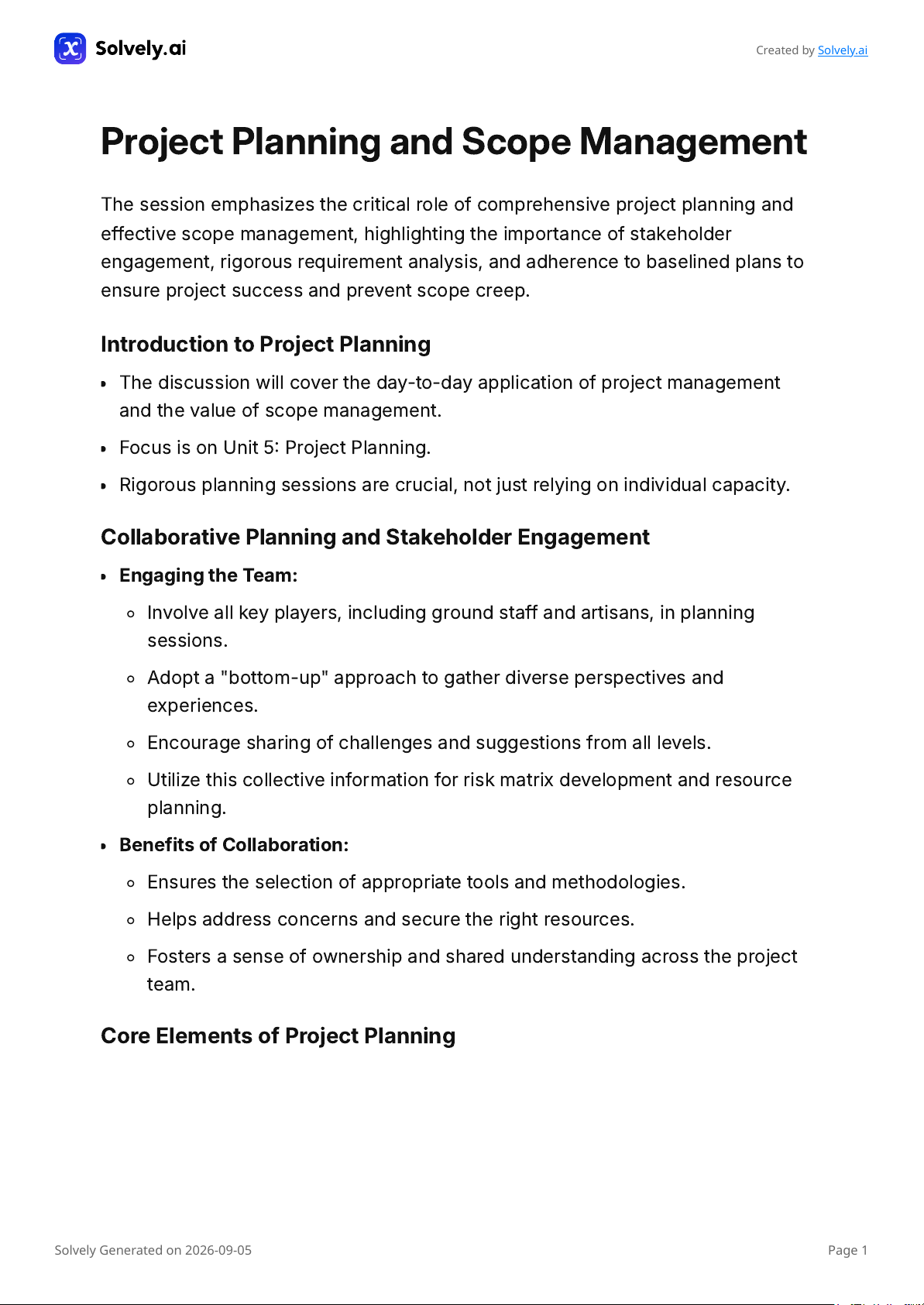 Mitigation Project Timelines 2026 09 05 - Project Scope & Time Management - Webinar 4 Notes - Studocu