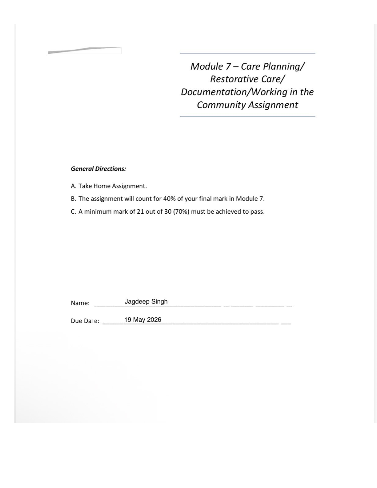 CASE Study: Care Planning for Mrs. Gregg's Rehabilitation (Module 7 ...