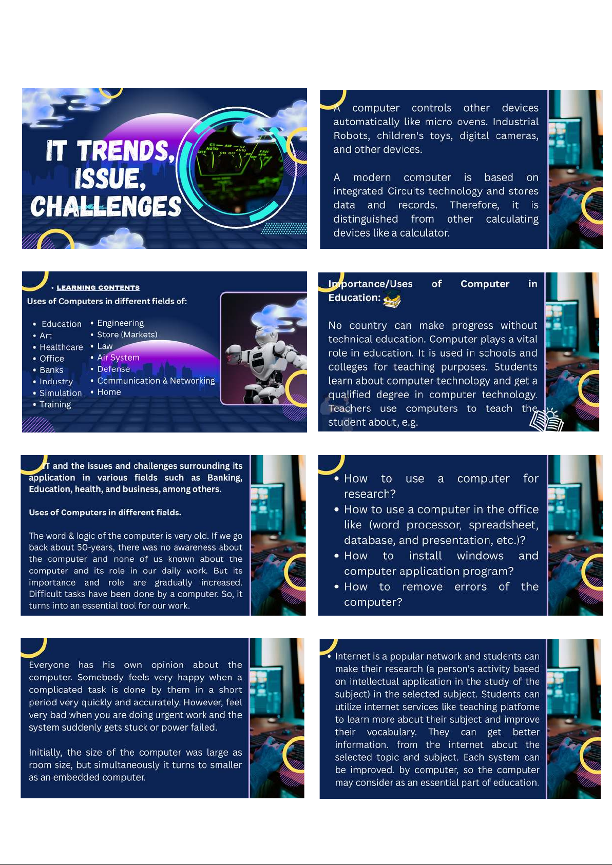 Uses of Computers in Various Fields: A Comprehensive Overview (IT 202 ...