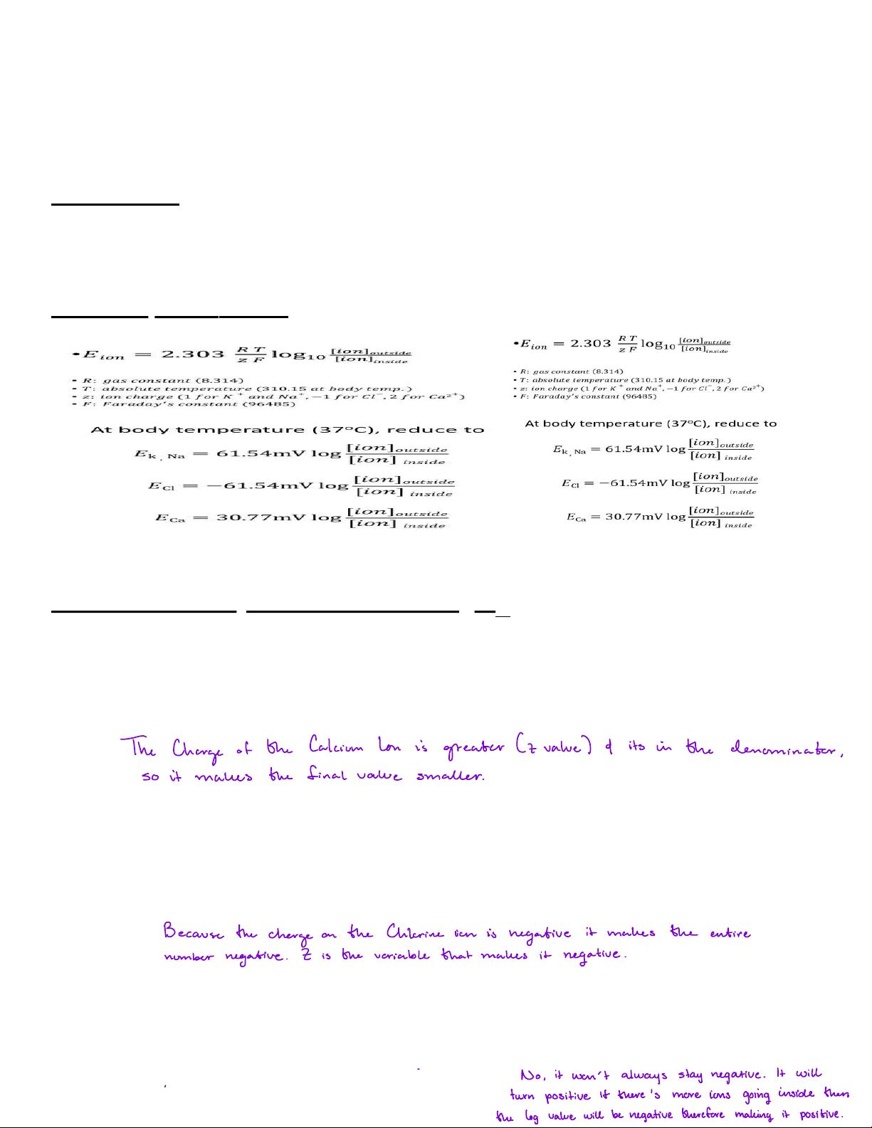 Practice Worksheet on Membrane Potentials NEUR 2010 - Studocu