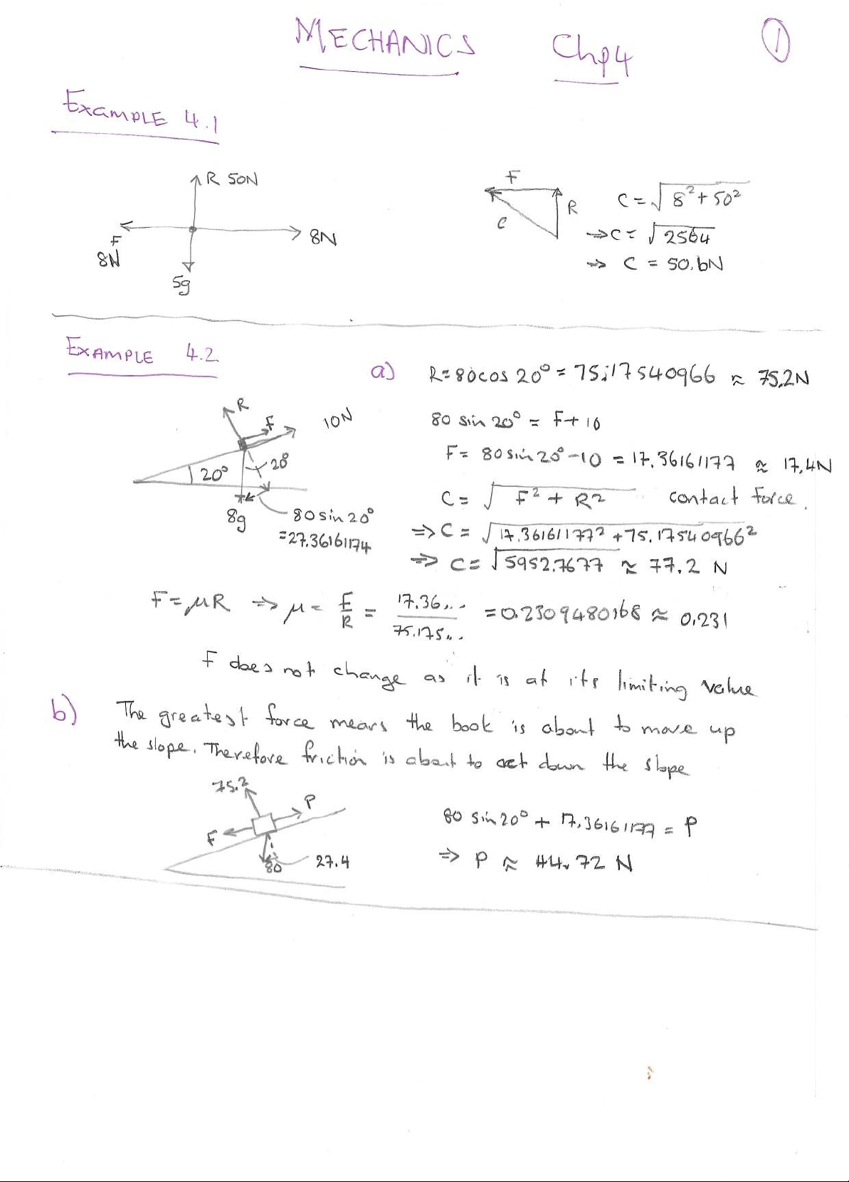 Mechanics Chp 4: Worked Examples and Solutions - Studocu