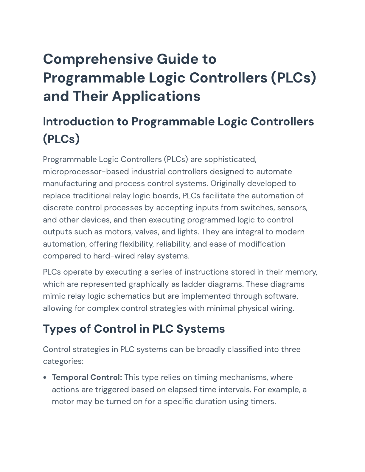 Structure Html Ol Comprehensive Overview of PLCs: Concepts, Components, and Applications ...