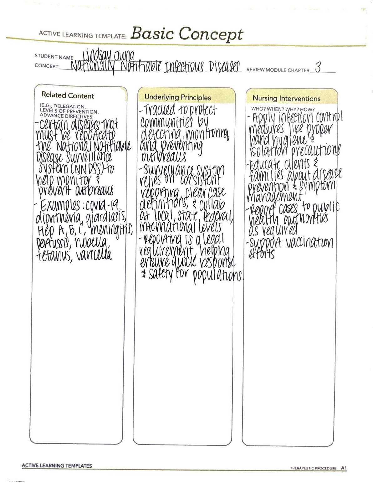 ACTIVE LEARNING TEMPLATE: Notifiable Diseases Review Module CH 3 - Studocu