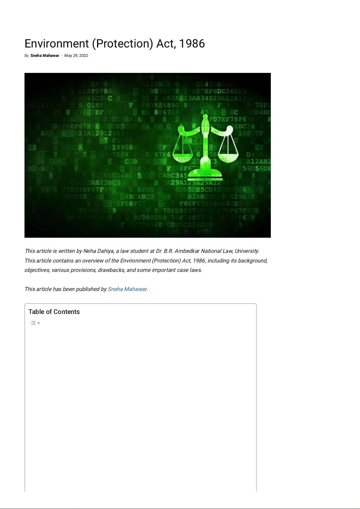 Environment (Protection) Act, 1986: Overview and Key Provisions - Studocu