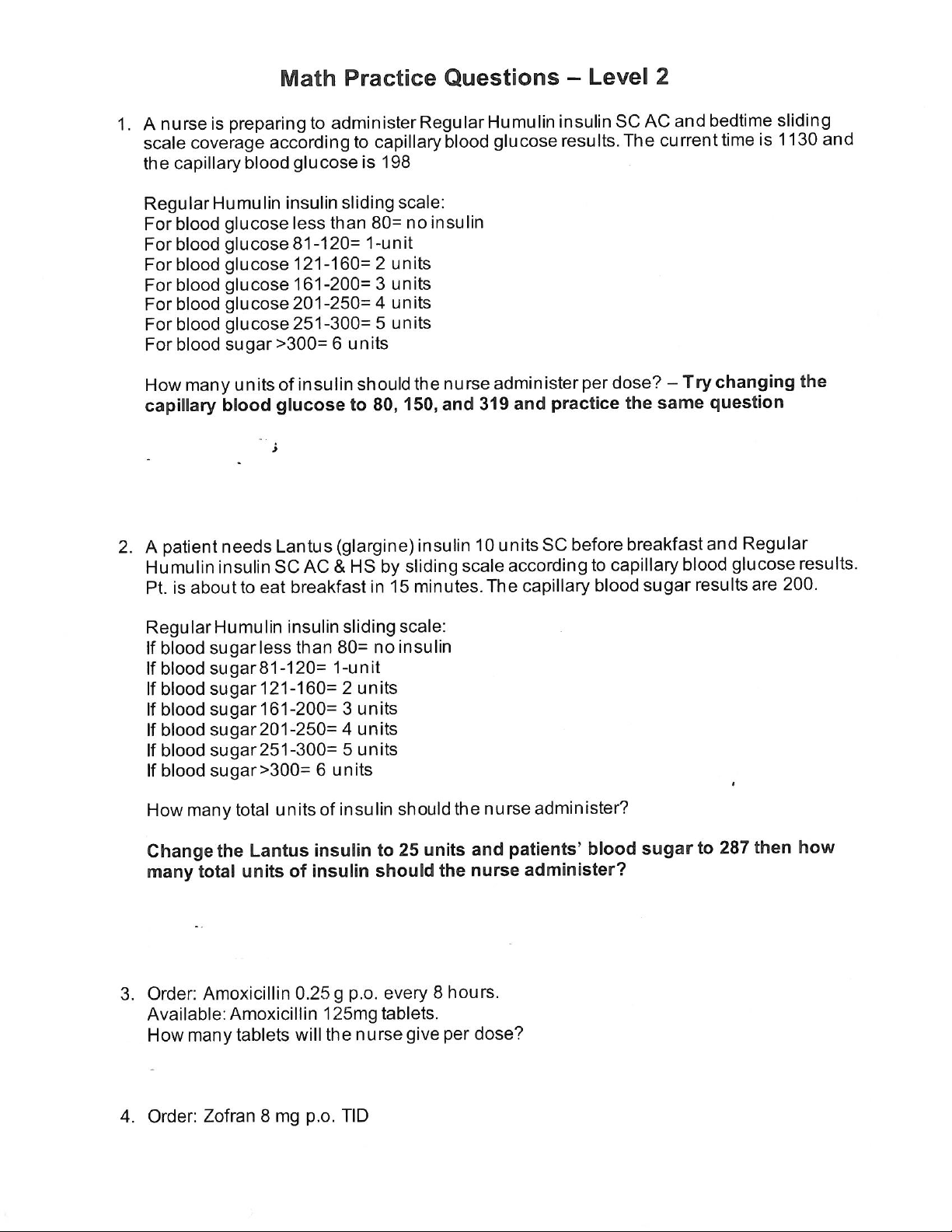 Math Practice Questions Level 2 - Nursing Math Prep - Studocu