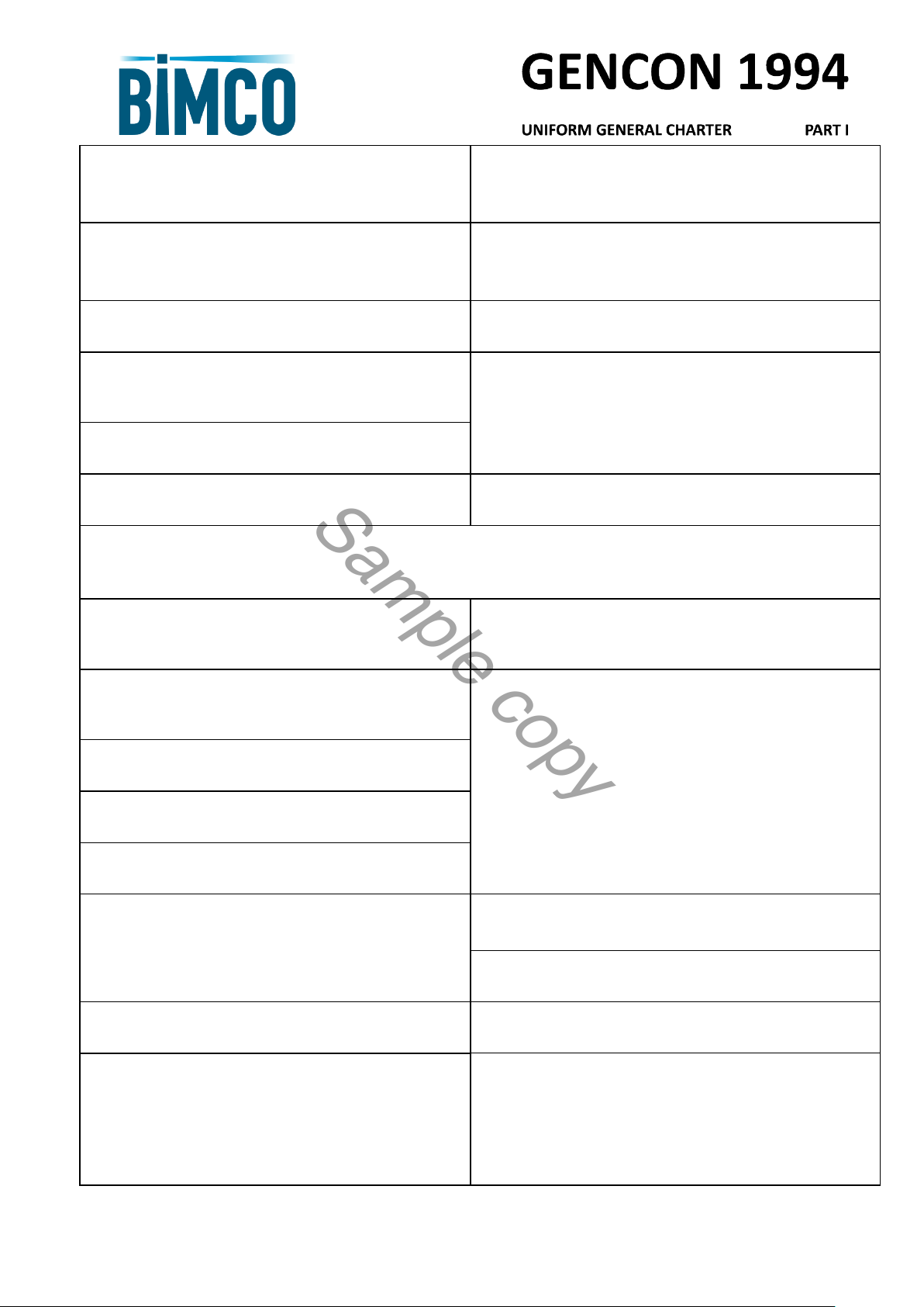 Gencon 1994 Charter Party Standard Form Document - Studocu